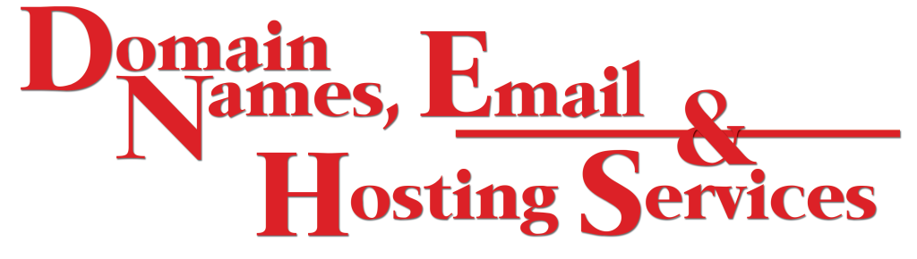 Words "Domain Names, Email, & Hosting Services" in the style of the logo for Wagner Web Designs, a modern web design company for small businesses in Charleston, SC, Westchester, NY, Delray Beach, FL, and more.